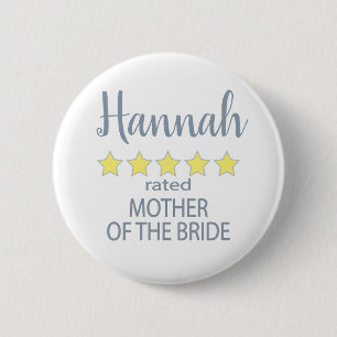 Badge Rond 5 Cm Cortège de Mariage et de Mariée 5 étoiles Mère de
