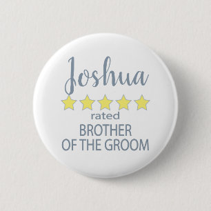 Badge Rond 5 Cm Cortège de Mariage et de Noces 5 Étoiles Frère du