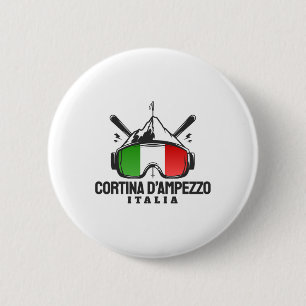 Badge Rond 5 Cm Cortina D'ampezzo Italie Station de Ski Rétro Ski 