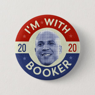 Badge Rond 5 Cm Cory Booker President 2020 Democrat Photo Retro