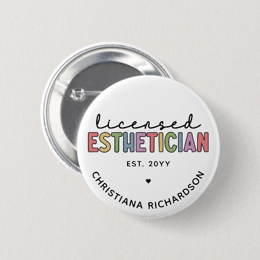 Badge Rond 5 Cm Cosmetologue Esthétique Autorisé Sur Mesure (Devant & derrière)