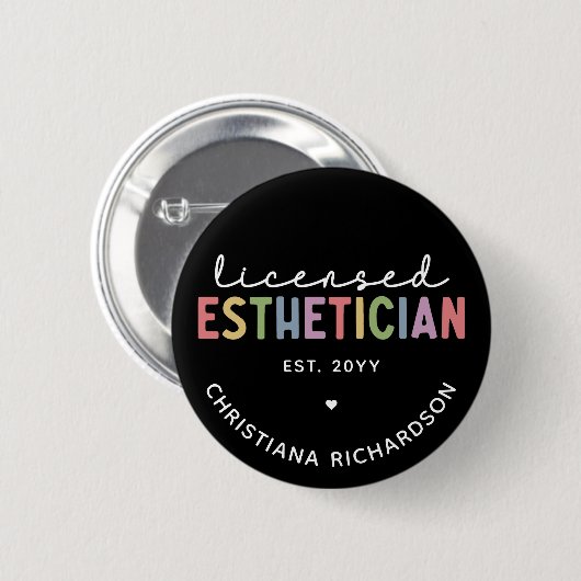 Badge Rond 5 Cm Cosmetologue Esthétique Autorisé Sur Mesure (Devant & derrière)