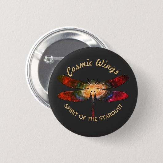 Badge Rond 5 Cm Cosmic Dragonfly • Galaxy Wings & Nebula Trails (Devant & derrière)