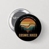 Badge Rond 5 Cm Cosmic Hiker Retro 70s Sunset Space Forest Stars (Devant & derrière)
