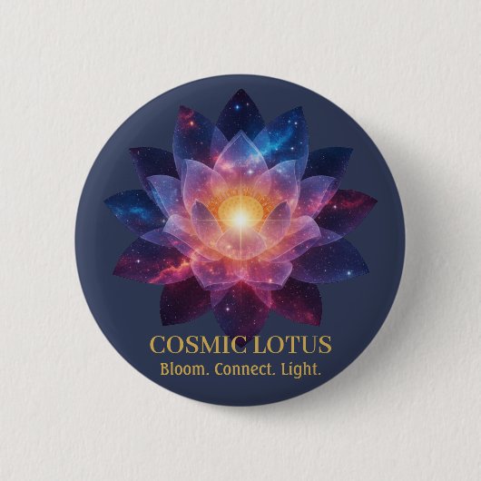 Badge Rond 5 Cm Cosmic Lotus Flower | Galaxy Bloom Energy (Devant)