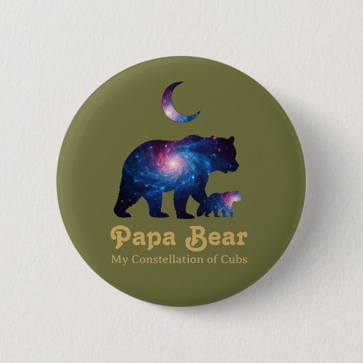 Badge Rond 5 Cm Cosmic Papa Bear & Cub (Devant)