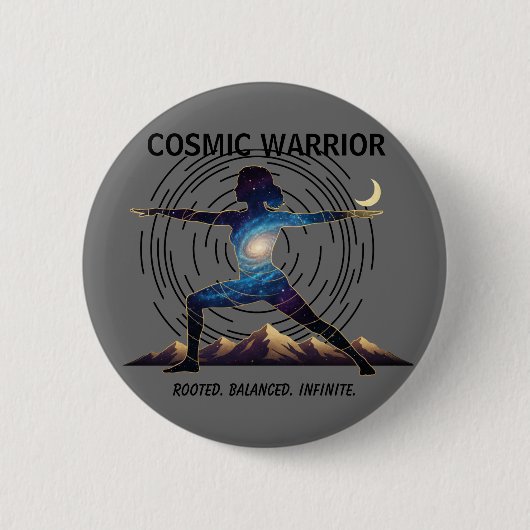 Badge Rond 5 Cm Cosmic Yoga Warrior | Galaxy Body Pose (Devant)