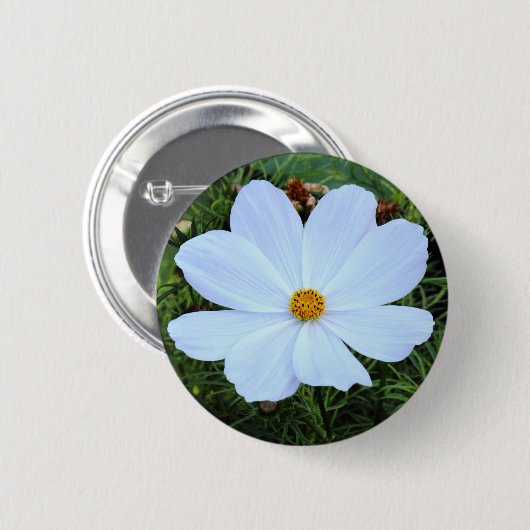 Badge Rond 5 Cm Cosmos blancs (Devant & derrière)