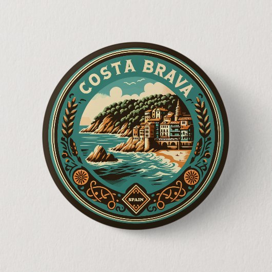 Badge Rond 5 Cm Costa Brava Espagne Insigne d'Art Voyage (Devant)