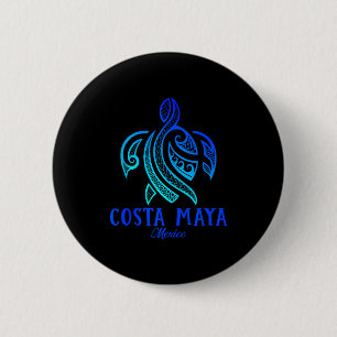 Badge Rond 5 Cm Costa Maya Mexique Tortue de mer Tie Dye Hibiscus