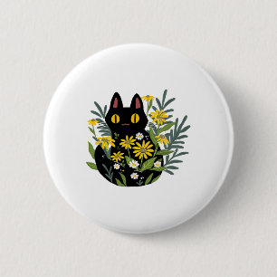 Badge Rond 5 Cm Costume d'automne Halloween Cute Retro Chat noir