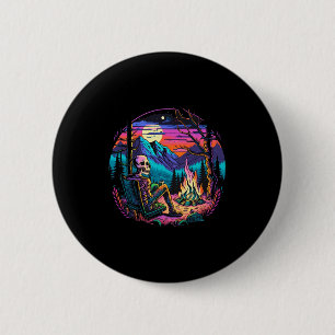 Badge Rond 5 Cm Costume de camping d'Halloween de squelette os cam