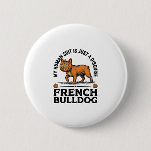 Badge Rond 5 Cm Costume de chemise de pumpkin de Bouledogue frança