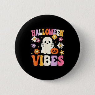 Badge Rond 5 Cm Costume de fantôme de citrouille Groovy Halloween