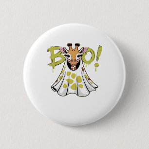 Badge Rond 5 Cm Costume de fantôme de girafe mignon avec BOO! T-Sh