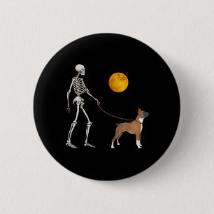 Badge Rond 5 Cm Costume de Halloween pour chien Boxer squelette