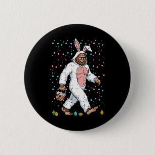 Badge Rond 5 Cm Costume de lapin de Pâques Bigfoot drôle Sasquatch