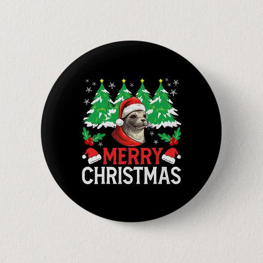 Badge Rond 5 Cm Costume de pyjama de Noël du Phoque du Baïkal pour (Devant)