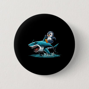 Badge Rond 5 Cm Costume de requin Penguin équitation Sea Amoureux