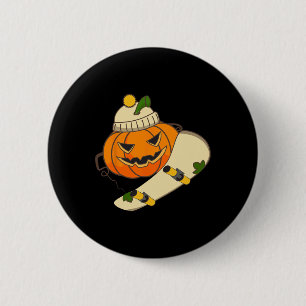 Badge Rond 5 Cm Costume de skateboard de citrouille d'Halloween dr