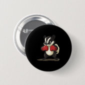 Badge Rond 5 Cm Costume De Skunk Drôle Avec Gants De Boxe Pour Gar (Devant & derrière)