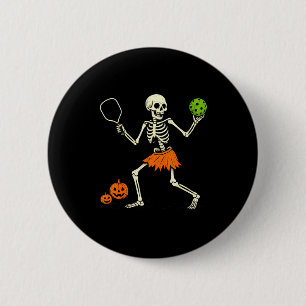 Badge Rond 5 Cm Costume de squelette de pickleball d'Halloween eff