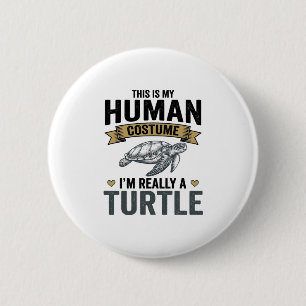 Badge Rond 5 Cm Costume de tortue drôle Design de gravure vintage_