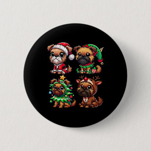 Badge Rond 5 Cm Costume d'elfe Père Noël Griffon de Bruxelles