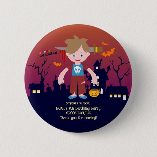Badge Rond 5 Cm Costume d'Halloween garçon fête d'anniversaire (Devant)