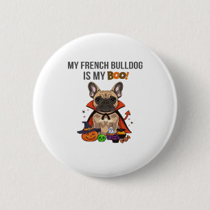 Badge Rond 5 Cm Costume d'Halloween pour chien français Mon Bulldo