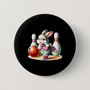 Badge Rond 5 Cm Costume d'oeuf de Pâques Bunny Joueur de bowling C