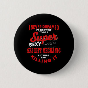 Badge Rond 5 Cm Costume drôle de mécanicien de remontée mécanique