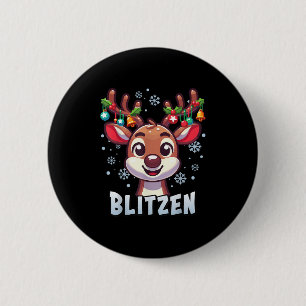 Badge Rond 5 Cm Costume du groupe père Noël's Reindeer Blitzen Xma