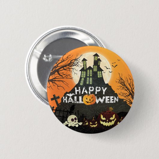Badge Rond 5 Cm Costume Maison Hantée éffrayante nuit Ciel Hallowe (Devant & derrière)