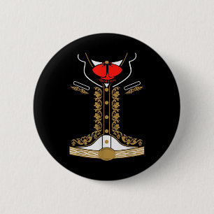 Badge Rond 5 Cm Costume Mariachi Mexicain Charro Pour Cinco De May