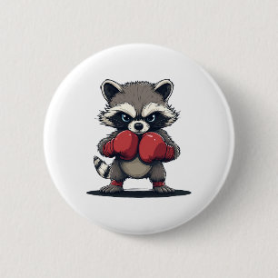 Badge Rond 5 Cm Costume Raccoon En Boxe Cute Pour Sport Et Gants L