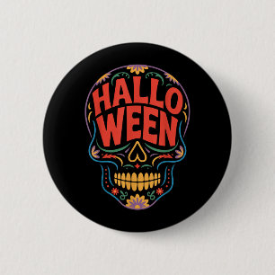 Badge Rond 5 Cm Costumes d'Halloween Crâne Typographie Graphique E