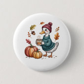 Badge Rond 5 Cm Cosy Citrouille Café Goose Fall Art (Devant)