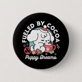 Badge Rond 5 Cm Cosy Puppy Dreams - Chocolat chaud et Noël (Devant)