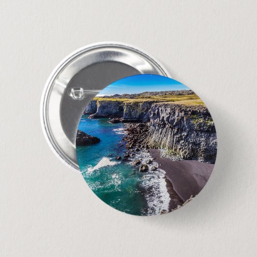 Badge Rond 5 Cm Côte d'Hellnahraun, Islande (Devant & derrière)