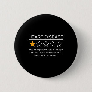Badge Rond 5 Cm Cote étoile Attaque cardiaque Drôle Maladie cardia