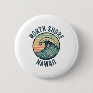 Badge Rond 5 Cm Côte Nord d'Oahu Hawaï Souvenir Surf Hawaïen