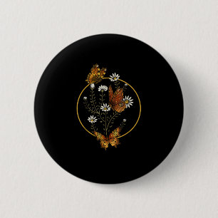 Badge Rond 5 Cm Cottagecore Goblincore Fairycore Graphique Fleur B