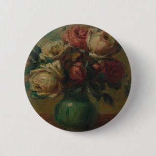 Badge Rond 5 Cm Cottagecore Renoir Floral Art Vintage Rose