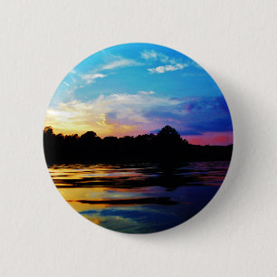 Badge Rond 5 Cm Coucher de soleil arc-en-ciel sur le lac de montag