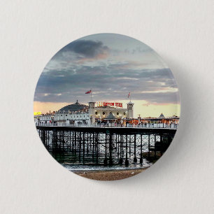 Badge Rond 5 Cm Coucher de soleil de Brighton Pier