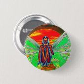 Badge Rond 5 Cm Coucher de soleil de papillon rouge (Devant & derrière)