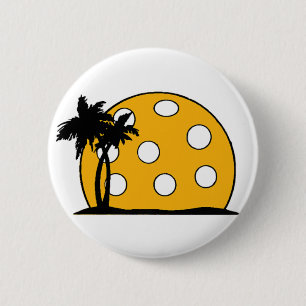 Badge Rond 5 Cm Coucher de soleil de Pickleball Beach