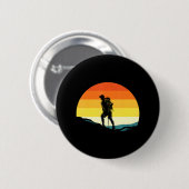 Badge Rond 5 Cm Coucher de soleil de randonneur randonnée (Devant & derrière)