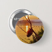 Badge Rond 5 Cm Coucher de soleil du lac Pinecone (Devant & derrière)